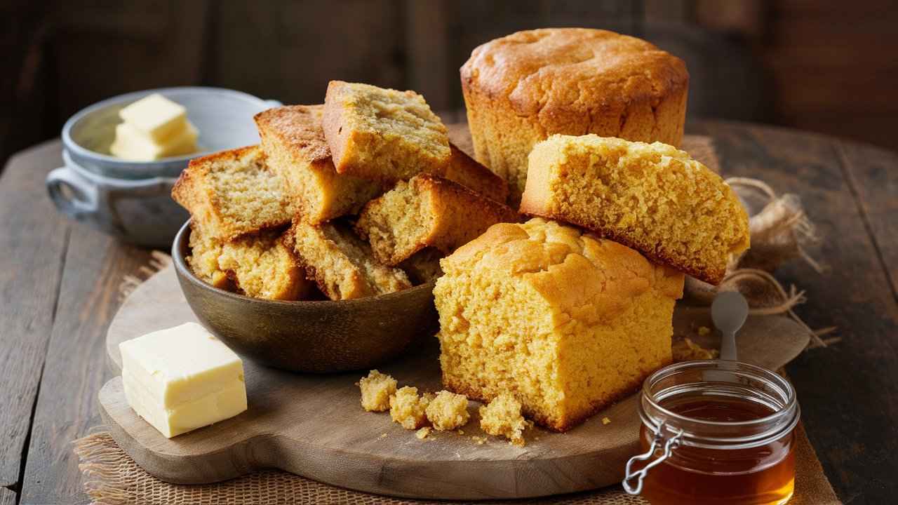 Traditional and Southern cornbread displayed side by side