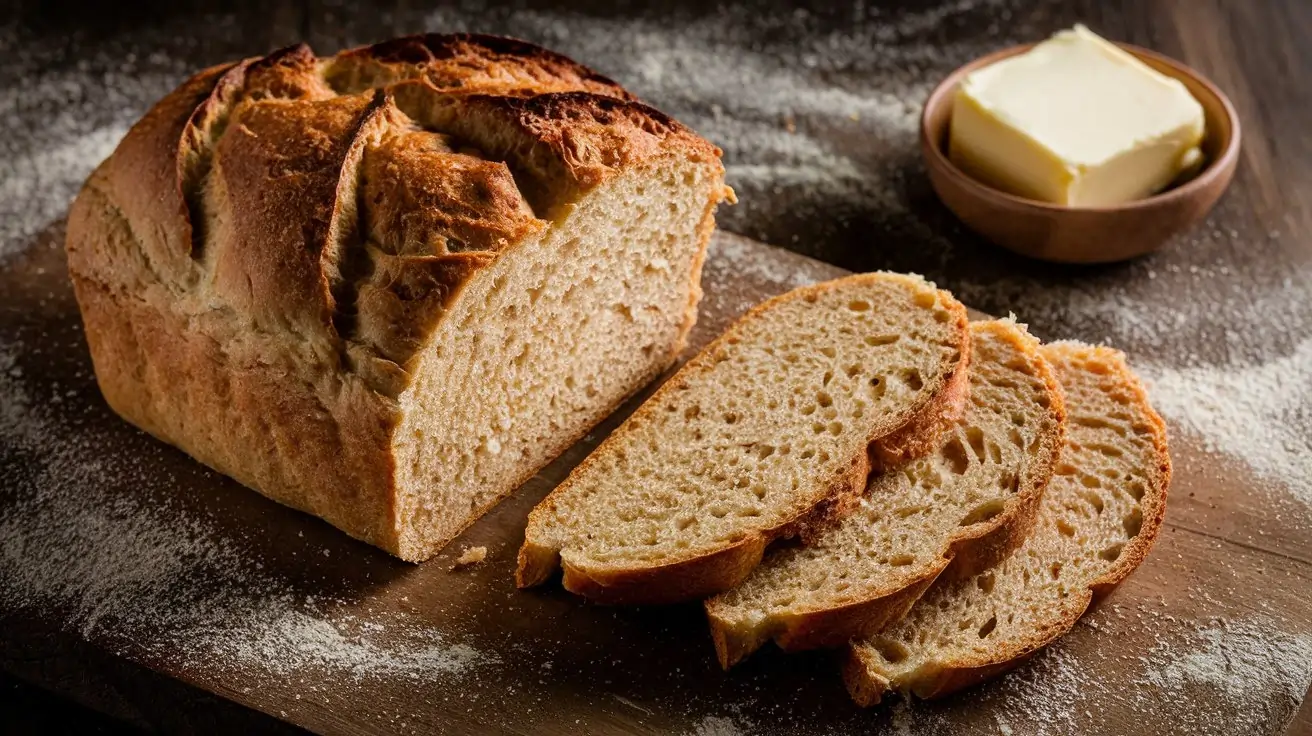 What Is The Biggest Challenge Of Making Gluten Free Bread?.Freshly baked gluten-free bread with slices showing an airy crumb, placed on a rustic board with a small bowl of butter on the side